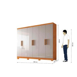 Guarda Roupa Sergipe 6 Portas de Abrir - Cor Naturale com Off White - MDP - 2.10m x 1.80m - Bianchi
