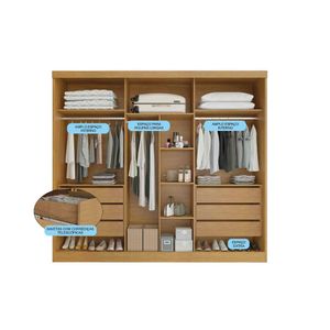 Guarda Roupa Genova 6 Portas Nature/Off White MDF - 2.70m x 2.30m - Bianchi