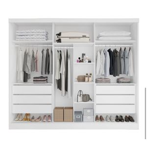 Guarda Roupa Italia 6 Portas Ripado - Cor Branco/Nature L. 2.40m - Bianchi