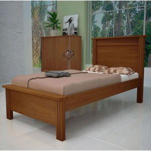 Cama Solteiro New Plus - 100% MDF - Cor Amêndoa - Bom Pastor