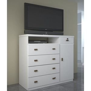 Cômoda Sapateira Potenza 5 Gavetas Cor Branco - Bom Pastor