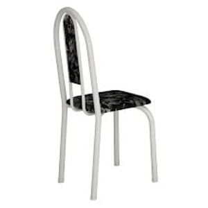 Conjunto 6 Cadeiras Iris - Tubo Branco- Assento e Encosto Preto Floral - Soma