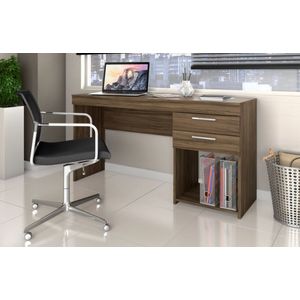 Mesa Para Escritório Nogal Trend Marrom/Chumbo com 2 Gaveta - Notavel