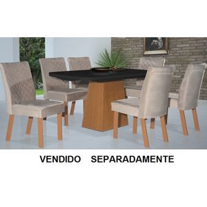 Mesa Parati 1.60m x 0.80m Amêndoa Vidro Preto - Bom Pastor