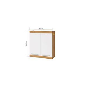 Armário Aéreo 2 Portas Cozinha Burguesa Cor Freijó/Branco - Nesher