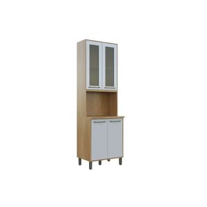 Cozinha Austria Paneleiro com 2 Portas de Vidro Cor Cinamomo/Off White - Valdemoveis