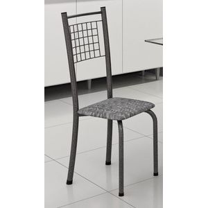 Conjunto 6 Cadeiras Iza Tubo Prata Martelada Assento Sizal Grafite (Sp) - Soma