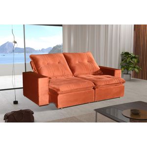 Sofa 2.00m Lucca Luxo Mola Ensacada - Tecido Terracota - Bom Pastor