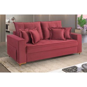 Sofa 2.00m Vicam 05 com Almofadas Tecido Bordo - Vicam Estofados