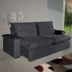 Sofa 2.50m Betha Tecido Cinza - Bom Pastor