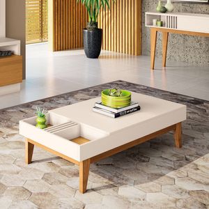 Mesa Centro Vitta - cor Off/Cinamomo - Hb Moveis