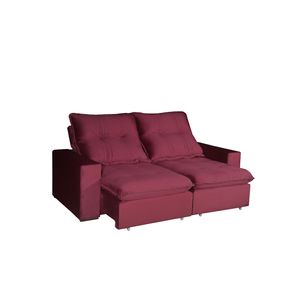 Sofa 2.00m Lucca Luxo Mola Ensacada - Tecido Bordo - Bom Pastor