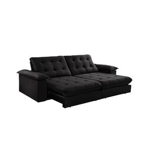 Sofá 2.30 Grecia Tec.322 Preto Mola Ensacada Pillow 25cm  A.1.70 - Teixeira
