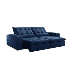 Sofá  2.10 Bianca Tec.325 Azul Mola Ensacada Braco Correr - Teixeira