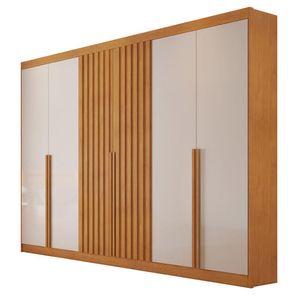 Guarda Roupa Siena 6 Portas  Ripado - Cor  Nature com Off - Largura 2.70m - Bianchi