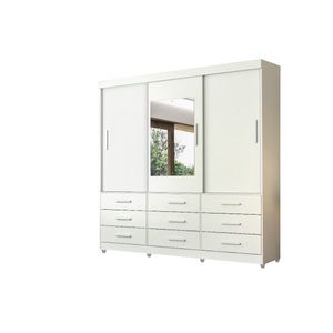Guarda Roupa New Star 3Pts 9Gav.C/Esp C/Pés Branco Ref.14227 L.1.80 A.2.17 - Salleto