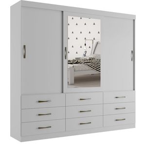 Guarda Roupa Turim Plus 3 Portas 1 Espelho Branco Mdf L2.11 A2.18 - Bianchi