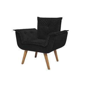 Poltrona Canada Pé Madeira Tec.1051 Preta - Jp Decoracoes