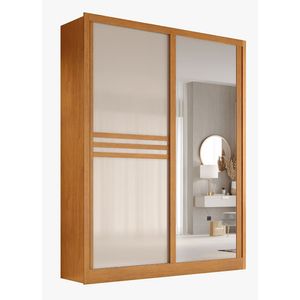 Guarda Roupa Bali 2 Pts De Correr C/ Espelho Nature/Off Mdf L.1.45 - Bianchi