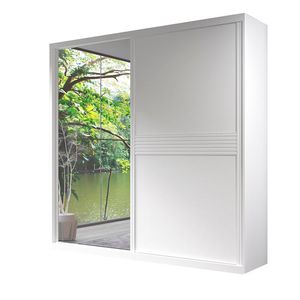 Guarda Roupa Capri Onix 2Pts Branco C/ Espelho 100% Mdf L.1.38 - Bom Pastor