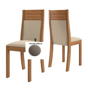 Conjunto 2 Cadeiras Roma - Cor: Mel - Tecido Veludo Perola = Viero
