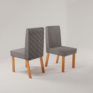 Conjunto 2 Cadeiras Premium Rimini Veludo Naturale Boucle Cinza Claro Tec.9006 - Bom Pastor