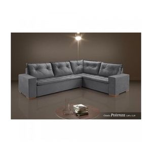 Sofa Canto Potenza C/Puff Tec.5001 Jolie Cinza Grafite Med.3.00X2.30 - Vicam Estofados