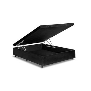 Bau Casal Suede Cor Preto 138 X 188 X 32 Vazado = Bio Star