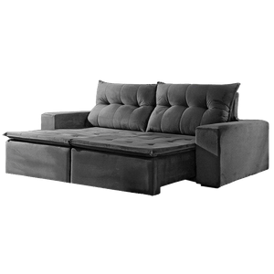 Sofá 2.30m Retrátil Alemanha Veludo Cinza - D Sala Decor