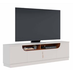 Bancada Santorini para TV até 75'' Off White Matte Freijó - Colibri