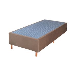Base Box Solteiro Suede Veludo Marrom - Bom Pastor